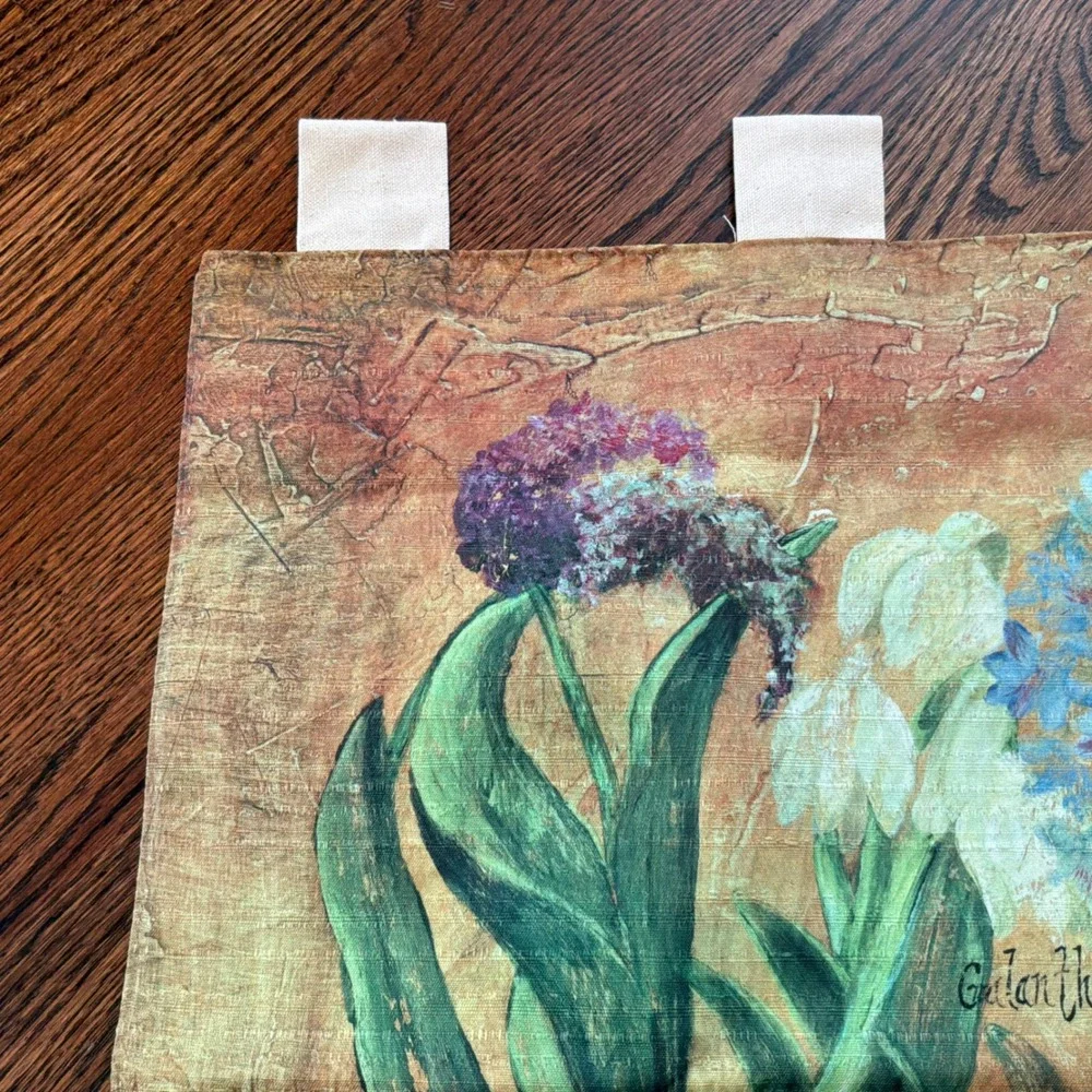 Toland Botanical Wall Hanging Floral Canvas Art Shayne Signed Garden Cottagecore
